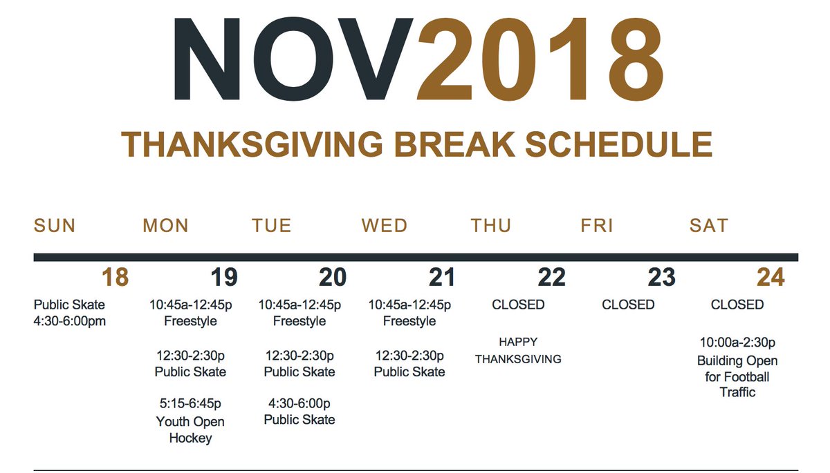 Here is our schedule for Thanksgiving break!