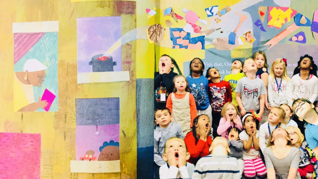 OurLoudLibrary's tweet image. Cannot get enough of these Thank You, Omu! inspired green screen mash ups Kindergarten is doing today! Students loved creating the foods they would share with friends!  @ogemora this book is beautiful and a great reminder of how food can unite us! #librarylife