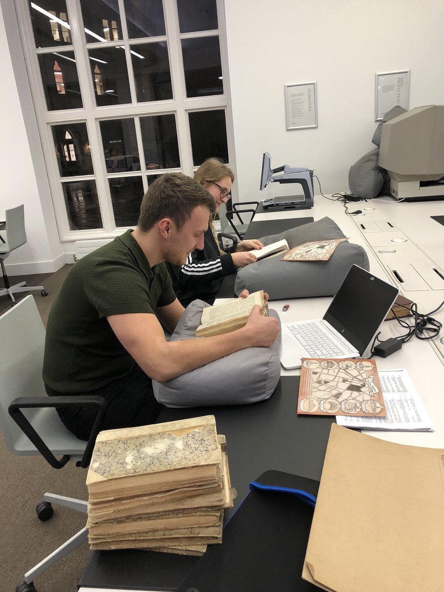 archivesplus's tweet photo. Volunteer support session this evening with Callum & Kathryn, MMU #HistoryinPractice placements researching and digitising the fantastic #Peterloo archive collection. #OurDay https://t.co/0OLKjwpGRx