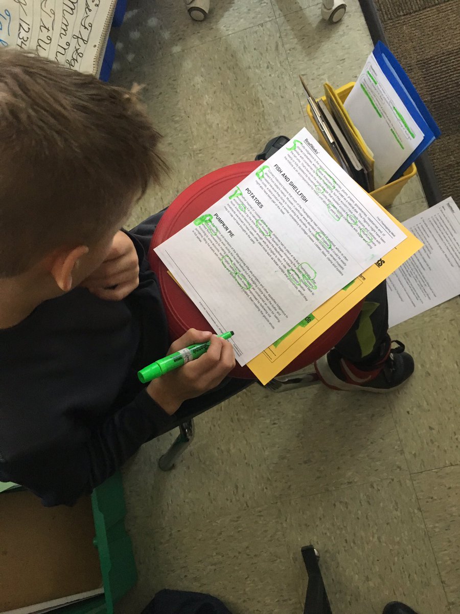 Marking up our Thanksgiving text 🦃 🍁 #closereaders #happythanksgivng #mnschampions #4thgrade