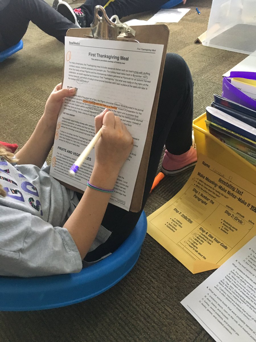 Ms_Nordlie's tweet photo. Marking up our Thanksgiving text 🦃 🍁 #closereaders #happythanksgivng #mnschampions #4thgrade https://t.co/QNNm0rb5gz