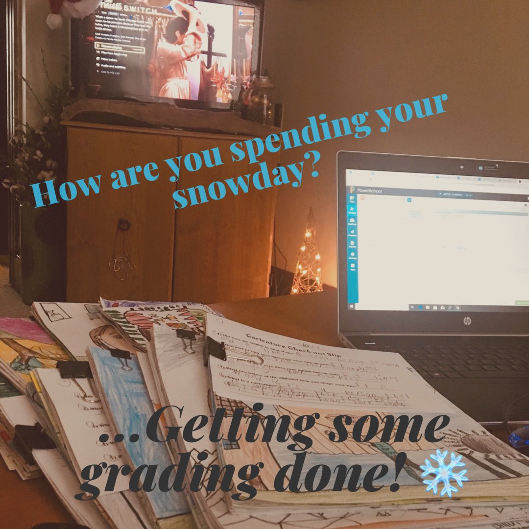 munson33's tweet photo. Grateful for this snow day and that I thought ahead and took home all of this finished artwork to grade! Time to get busy ❄️ #reportcardtime #itsthemostwonderfultimeoftheyear #teacherlife #proudteacher https://t.co/qzkJi0AP4b
