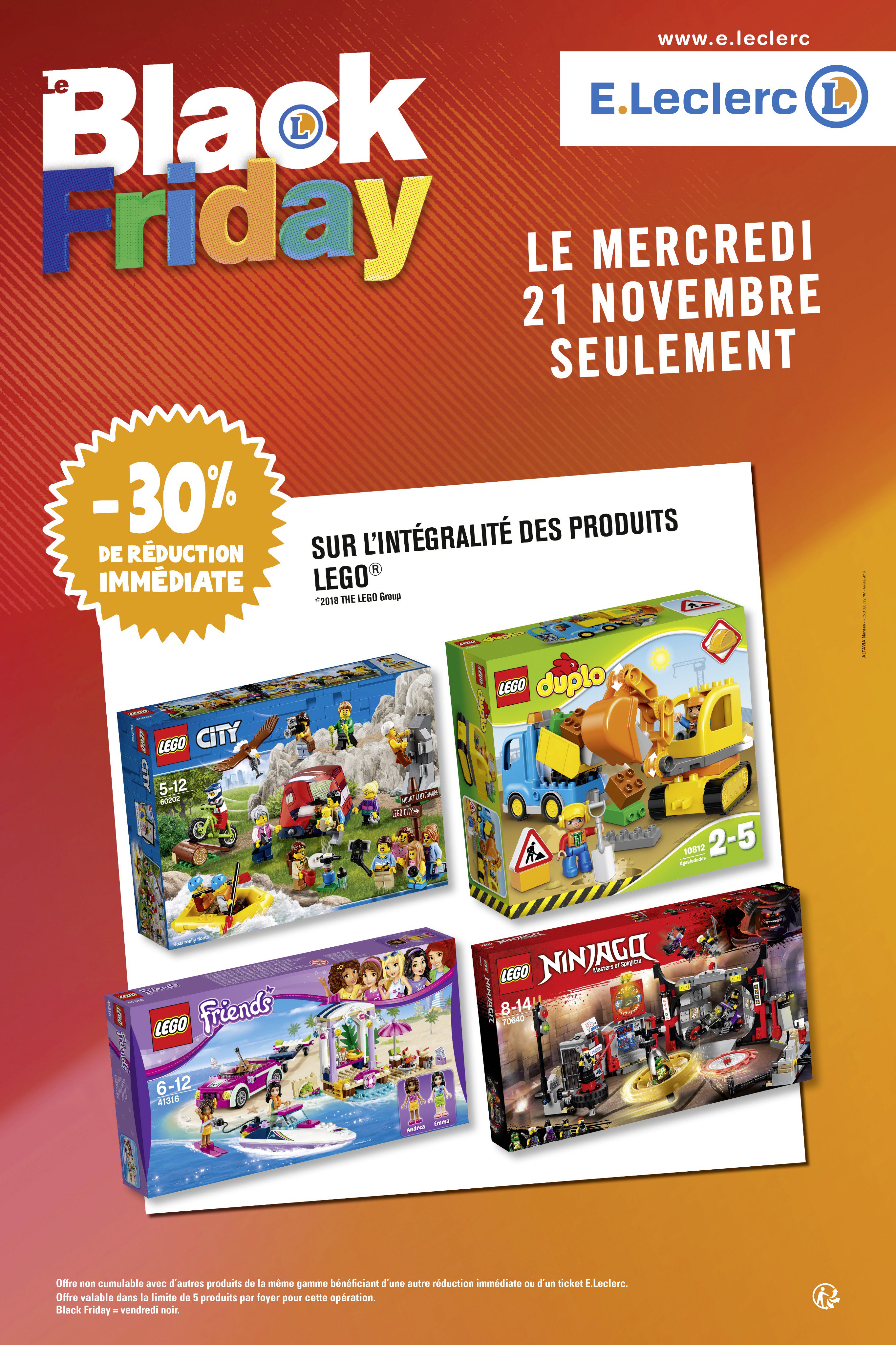 E.Leclerc Clichy Sous Bois on X BLACK FRIDAY Mercredi 21 novembre c est 30 de Remise Immediate sur l integralite des jouets LEGO Du 20 au 24 novembre toutes les offres speciales de