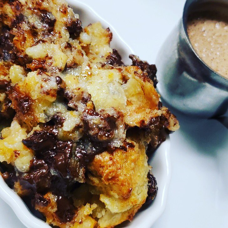 This weeks sweet delight......Chocolate Chip Croissant Bread Pudding with Chocolate Creme.  Served hot and delicious.
.
.
.
#eldoradocafeatx #dessert #chocolateisthenewblack #austin #happythanksgiving #loseanotch