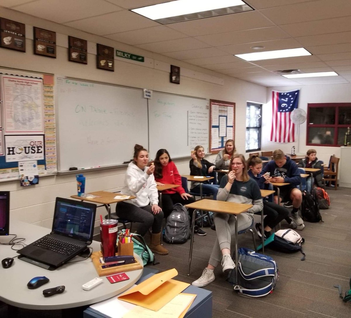 cambohl's tweet photo. My sophomore year of highschool I thought it would be funny to bring a bunch of bread and a toaster to school the day before Thanksgiving break, I called it toastgiving, 3 years later my former teacher is carrying on the tradition π happy #toastgiving ya'll! https://t.co/UqEvqoMBFd