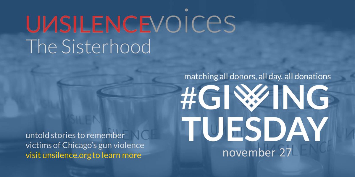 UnsilenceOrg's tweet photo. Can we count on you?
#GivingTuesday is in one week. Join us as we launch #UnsilenceVoices #TheSisterhood. 
On this 1 day of gifting, ALL GIFTS WILL BE MATCHED!
https://t.co/9hSp5Pl7fI
#unsilence #stories #gunviolence #remember #resilient #amotherslove https://t.co/8o2BAsh0uq