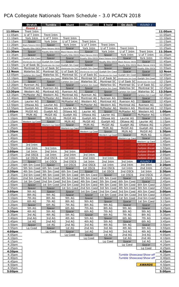 2018 <a href="/PCANationals/">PCA Nationals</a> Schedule! 🇨🇦