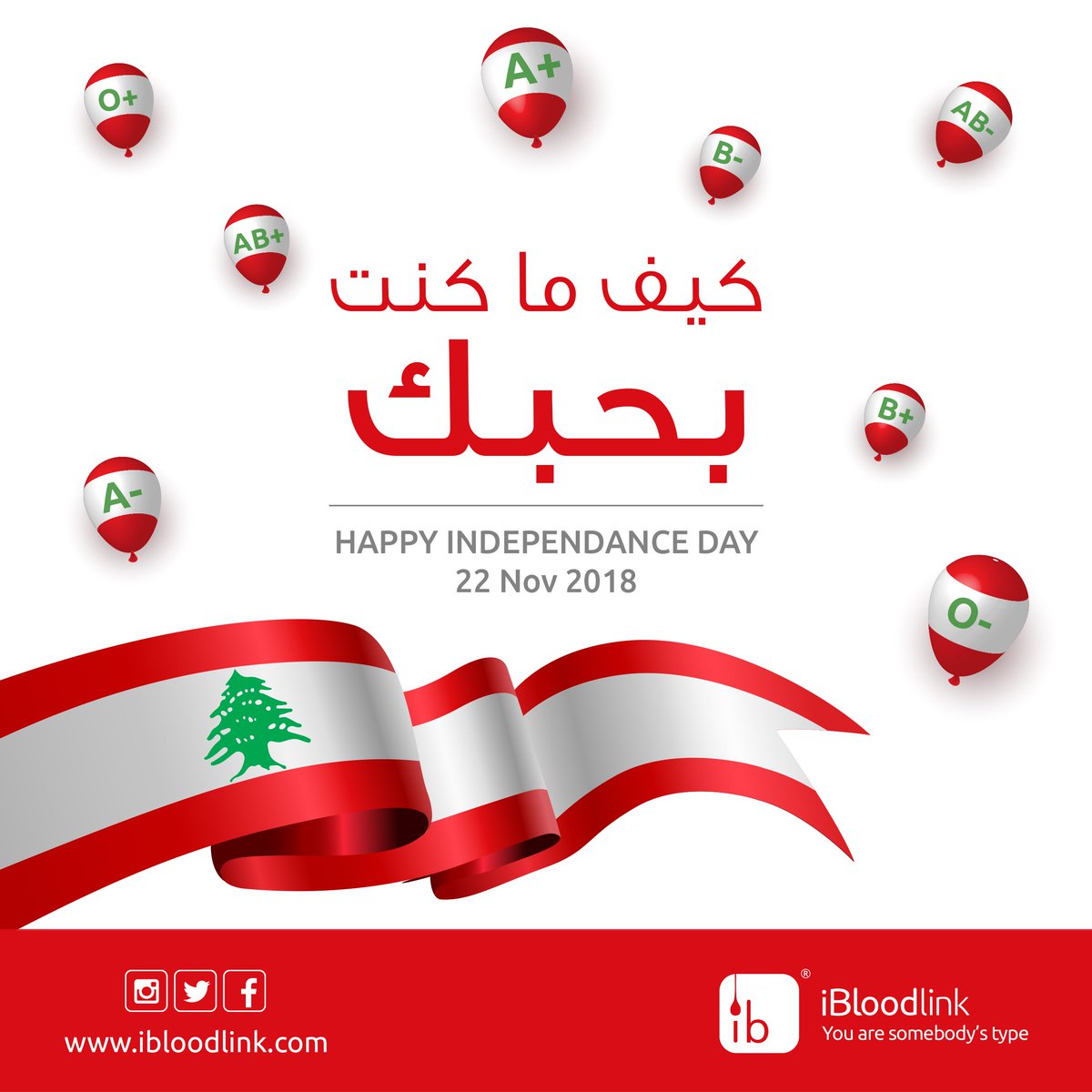 iBloodlink's tweet photo. Happy Independence day! #keef_ma_kint_bhebbak  #كيف_ما_كنت_بحبك #HappyIndependenceday2018 #LebaneseIndependenceDay2018 #22Nov2018 #allforone_oneforall #Independence #freedom #redwhiteandgreen #lovelebanon 🇱🇧❤️❤️❤️ https://t.co/MgJPqbIUX3