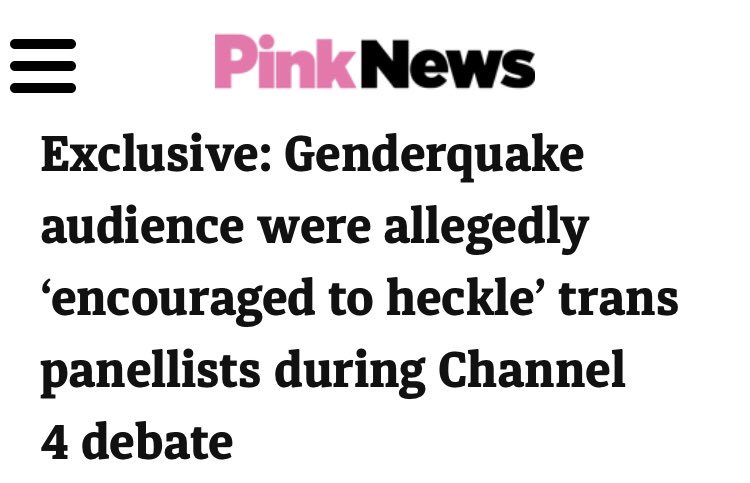 mimmymum's tweet photo. Channel 4 have a history of treating the #trans community badly - most recently in their #Genderquake โdebateโ where โgender critical feministsโ heckled trans women @MunroeBergdorf and @Caitlyn_Jenner shouting โpenisโ at them!
Channel 4 did NOTHING! ๐ณ https://t.co/wEnPEZFXQY