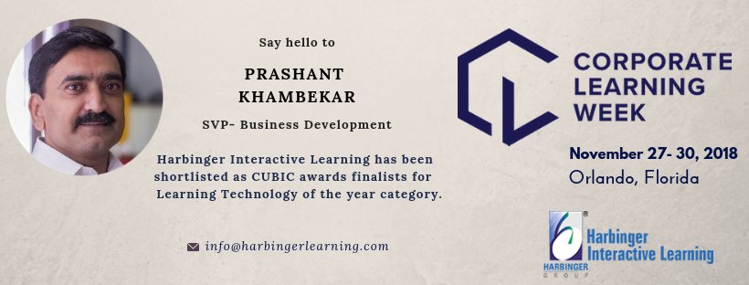 Will you be at Corporate Learning Week in Orlando, FL?
email: info@harbingerlearning.com

#elearning