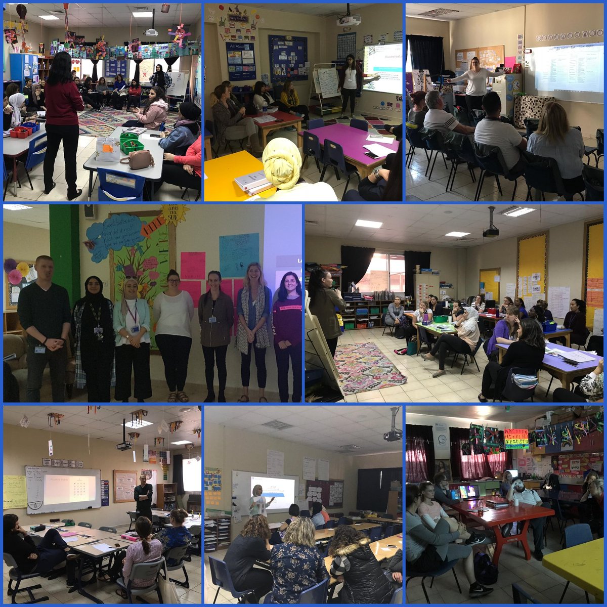 dana_shuhaibar's tweet photo. Our amazing Ts sharing their expertise with a few behavior strategies they use in class. We support each other! Thank you workshop leaders! AWESOME job! #AISQ8 #behavior #strategies #leaders #AspiringLeaders #joyfulleaders #workshop #esadmin #staff #teachers https://t.co/Rb9zQ7oIit