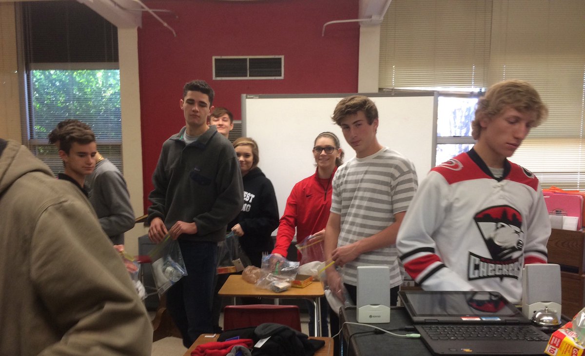 nwhscte's tweet photo. Honors marketing students at Northwest make kits for the homeless as a community service project https://t.co/3e60fvzvLv