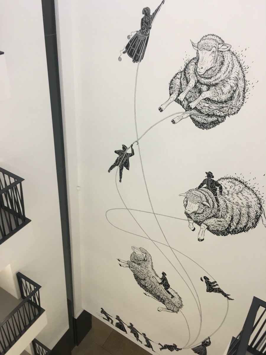 actionworkspace's tweet photo. Still love the @stuartpatience #mural in the atrium @TheLoomE1 - where we’re busy working on office expansion for client @VidsyHQ … https://t.co/amgntxVZ2a