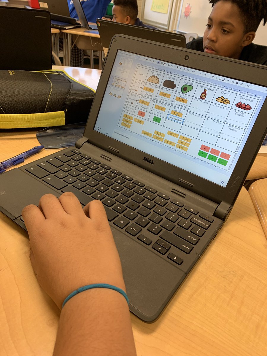 heyitsdunston's tweet photo. Better Buy Taco Tuesday using drop & drag activity! Ss are using google slides to complete assignment and submitting through Google Classroom! #unitprices #ratios #review @BrogdenMiddle @DurhamPublicSch @pmubenga https://t.co/9jqoFQMZ1U
