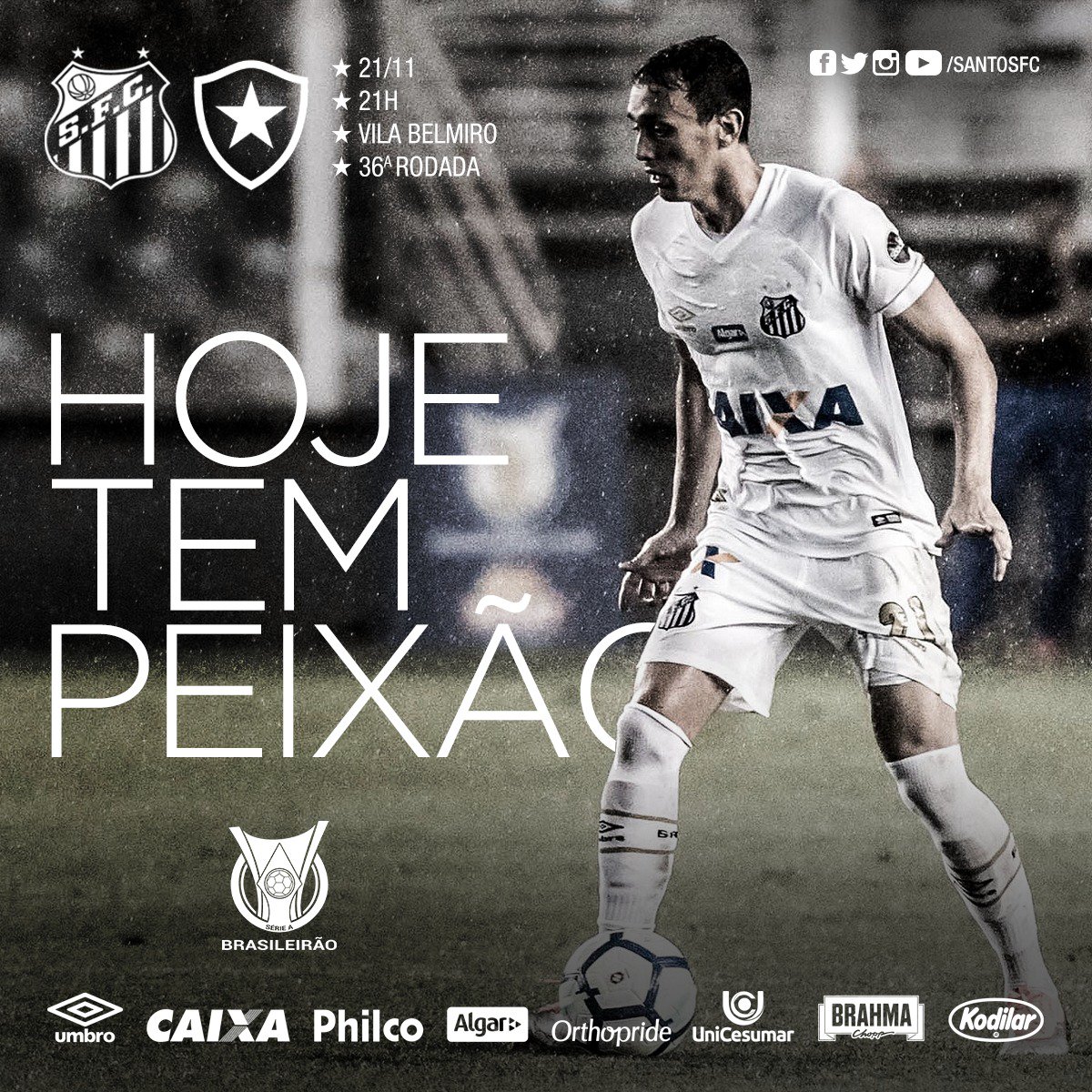 Santos FC on X: Hoje é dia de Santos na Vila Belmiro! #SANxBOT Jogo ao  vivo no @canalpremiere! Ingressos em  #VemPraVila   / X