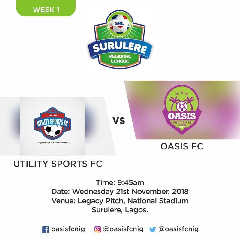 oasisfcnig's tweet photo. Our first match at the inaugural edition of Surulere Regional League would be against Utility Sports FC. #oasisfootballclub #utilitySportsFC #SRL #3pointsONourmind https://t.co/y0mZhfyh2E