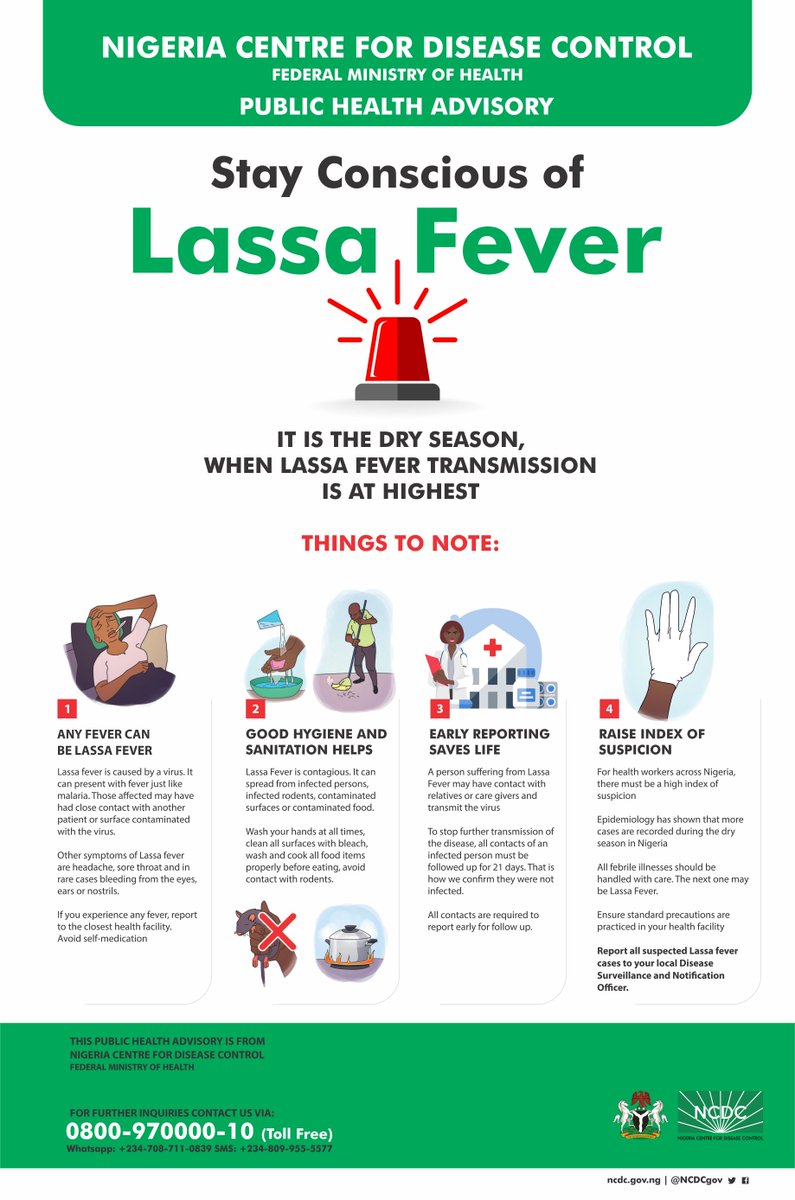 NCDCgov's tweet photo. It is the dry season in #Nigeria when #LassaFever transmission is at highest. Stay conscious of #LassaFever. Pick up a copy of @daily_trust publication for today for things to note to stay protected. https://t.co/dz5DUgNuBj
