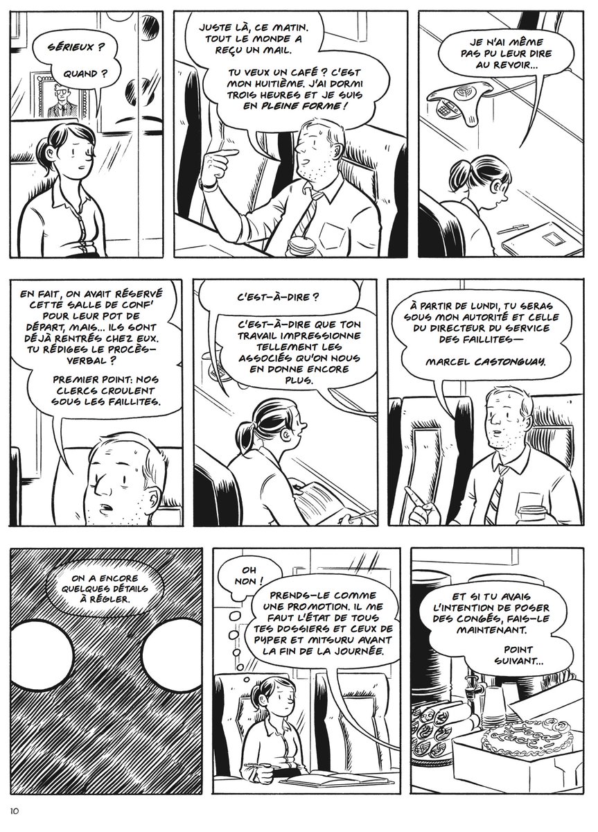 A paraître le 18 janvier 2019, "Ce que font les gens normaux", de Hartley Lin, trad. @norabz - @EditionsDargaud - le monde du travail vu par deux quasi trentenaires. Hartley Lin sera présent à Angoulême ! Les 4 premières pages (sur 144) :