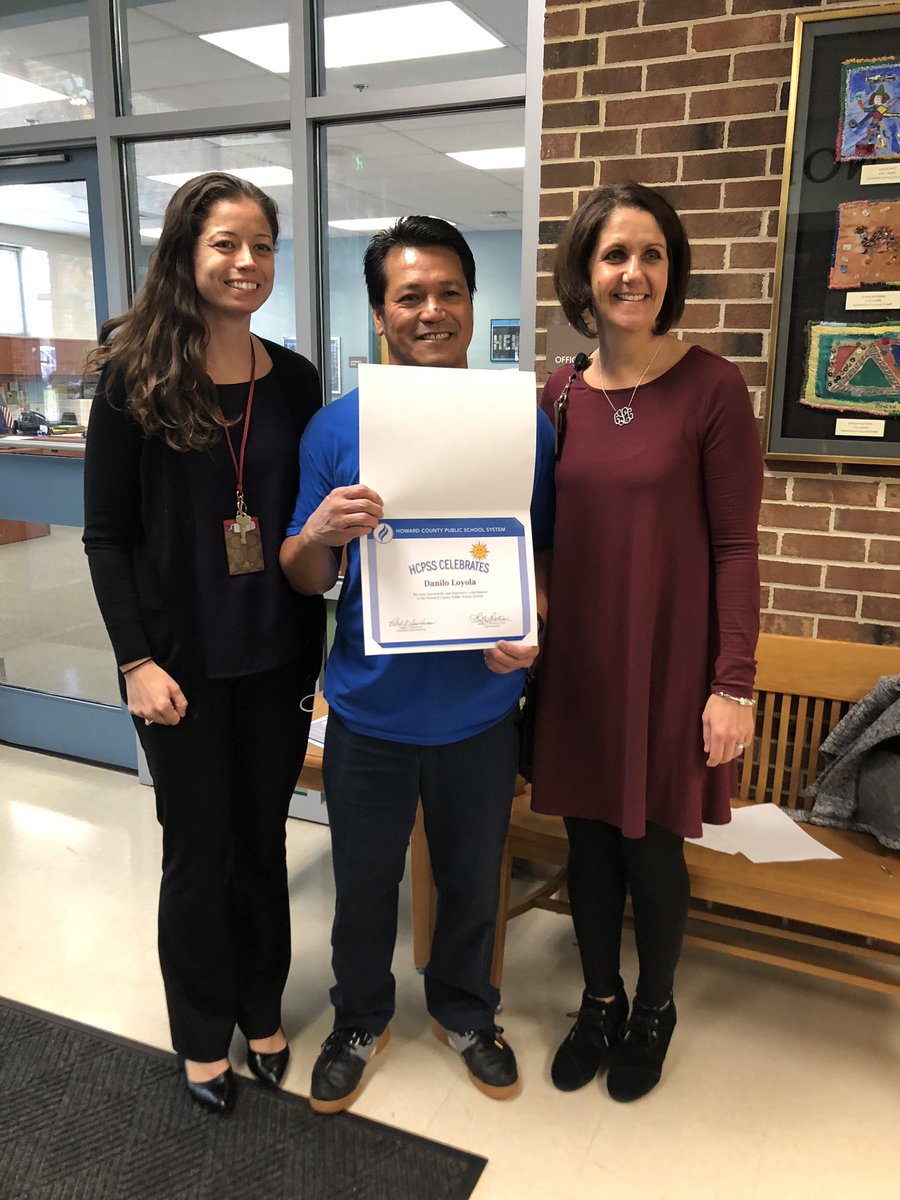 hcpss_ops's tweet photo. So proud of Chief Day Building Supervisor, Danilo Loyola of @hcpss_nes being recognized for Random Acts of Celebration!  Thanks for your leadership and commitment to students and staff at Northfield ES!  #CelebrateHCPSS @hcpss_ops @abrowndennis https://t.co/DNGHJ9yM7N