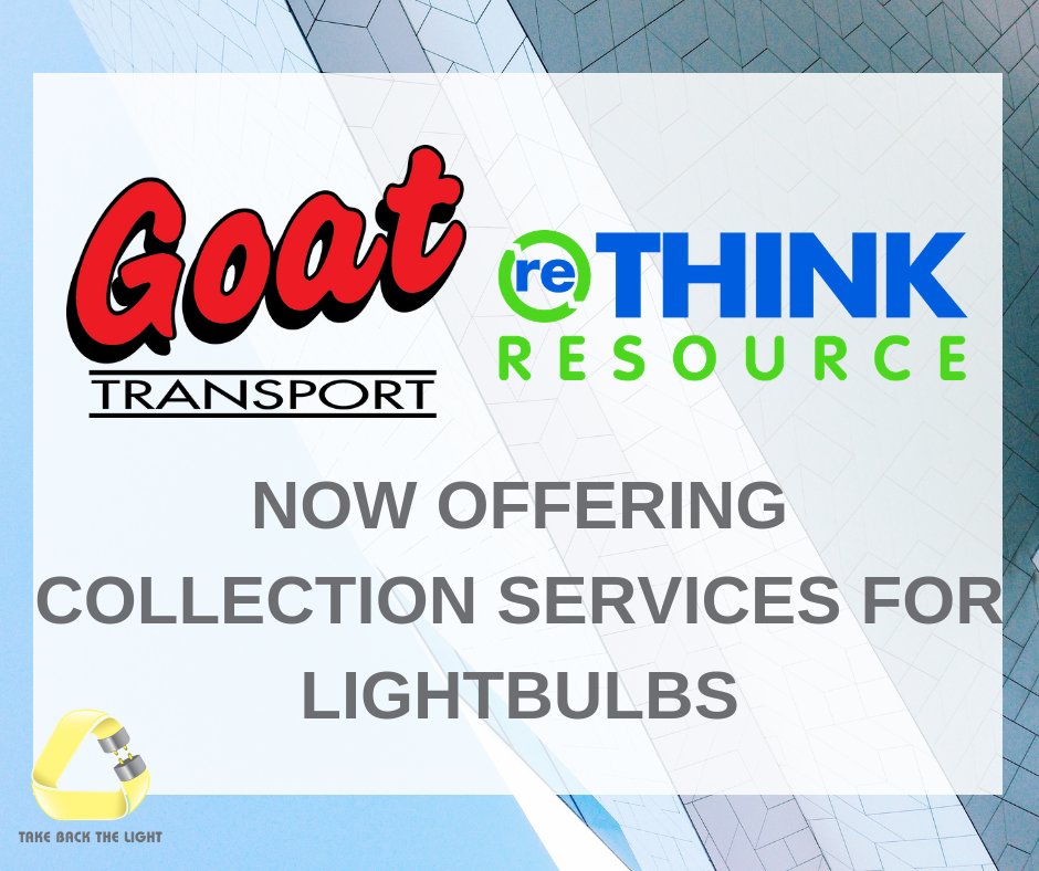 In addition to e-waste collection, <a href="/inc_goat/">Goat Transport Inc.</a> and <a href="/rethinkrinc/">Rethink Resource</a> can now pick up your lamps for proper #recycling through Take Back the Light!
