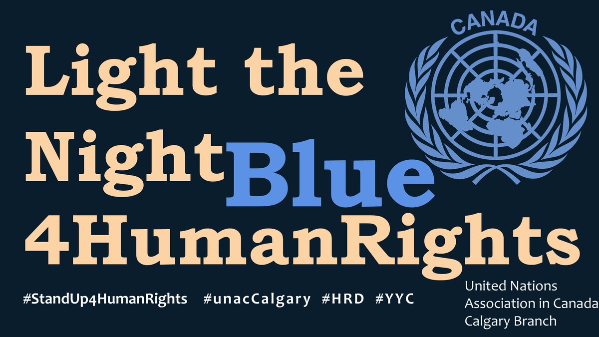 unaccalgary's tweet photo. #YYC is getting lit on Human Rights Day. 7 landmark structures will be lit #UNblue on #HRD Dec10th #ReconciliationBridge #ArtsCommons #CalgaryTower #GlenbowMuseum #JubileeAuditorium #OlympicPlaza #TELUSSpark Take a pic & #StandUp4HumanRights #unacCalgary https://t.co/PdmXw8bpRs https://t.co/QqYHjhz7Se