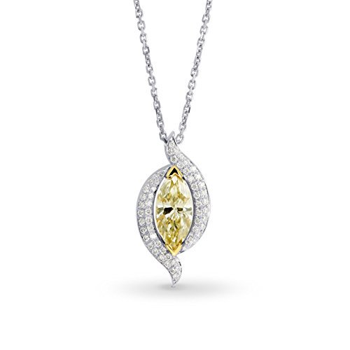 Brand New Contemporary 1.08Cts Yellow Diamond Halo Pendant Necklace Set in 18K White Yellow Gold GIA sanfranciscodiamonds.org/product/1-08ct… #LooseDiamonds #18KWhite