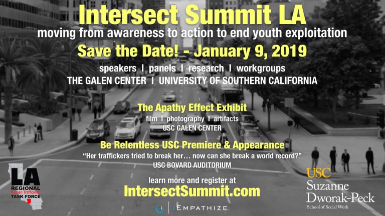 iEmpathize's tweet photo. https://t.co/kcv7n8bv2M
January 9 at USC
A multi-sector approach to prevention and collaboration to address youth exploitation. Registrations are open and seats are limited! #IntersectSummitLA https://t.co/jsFCozxBzG