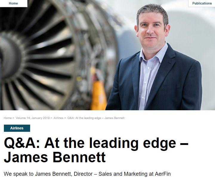 Director of Sales and Marketing, James Bennett, speaks to @KeithMwanalushi in January's issue of @LowCostRegional, covering how important the regional and low-cost #airline sector is to AerFin. 
Full story: ow.ly/xjmF30mGqbq
#regionalairlines #lowcostairlines #avgeek #MRO