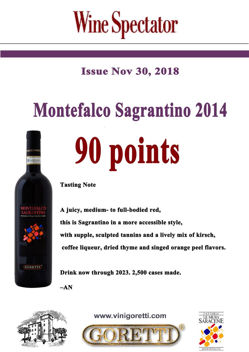 vinigoretti's tweet photo. #WineSpectator New #raiting #sagrantino #grechetto #90points + #90points 🔝🍷 https://t.co/d7SLOPRflM