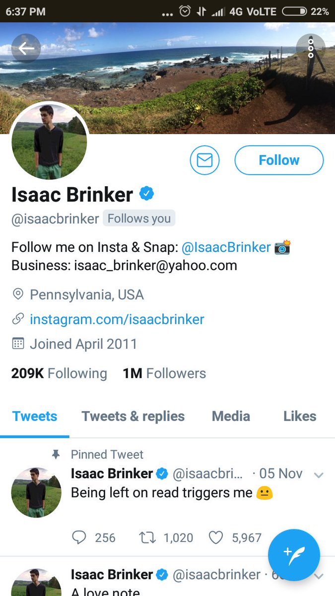 Hi, this is my very first tweet and.....and I got a very first follower tooooo.....@isaacbrinker 😊