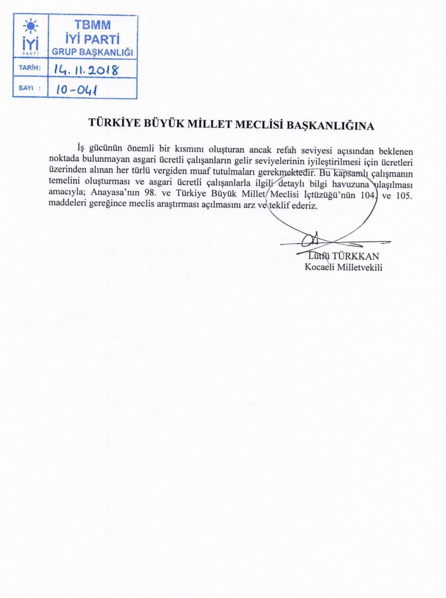iyipartitbmm's tweet photo. Grup Başkan Vekilimiz @LutfuTurkkan tarafından verilen, “Asgari ücretli çalışanların gelir seviyelerinin iyileştirilmesi ve asgari ücretten vergi alınmaması için gereken tedbirlerin alınması” ile ilgili araştırma önergesi Ak Parti’nin red, MHP’nin çekimser oyu ile reddedilmiştir. https://t.co/RHdDnLcZOI