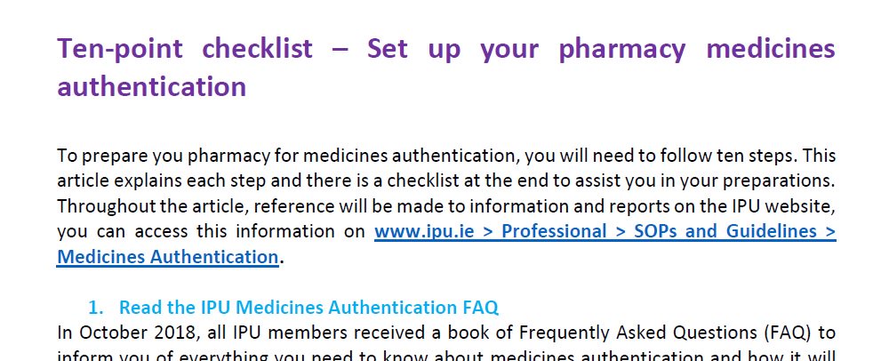 Alan_IPU's tweet photo. Pharmacists, from 9 February 2019 you will be required to authenticate medicines during the dispensing process. To help prepare your pharmacy, we have prepared a guide and ten-point checklist available via the IPU website: https://t.co/L81IimSicg #fmd #medicinesauthentication https://t.co/9rTudxocJo