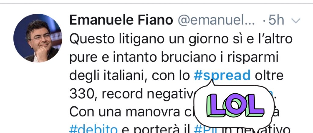 dukana2's tweet photo. “Mamma, ho perso lo #spread😱”..#CineSpread 😂😂😂👉”Il terrore corre su #Twitter👻”👉E ancora “Per un pugno di #spread👊”...🤔...#Pittella?!? E tu non scrivi niente? Hai il divieto di dimora....mica di twittare....Daje Pitty di #Basilicata! https://t.co/P1o9CMjTRC