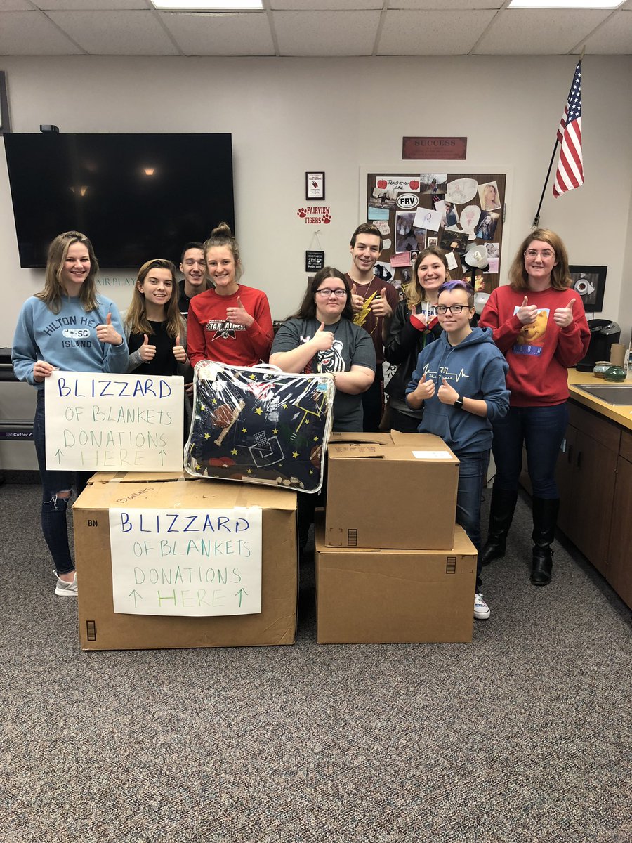 FhsGreen's tweet photo. Thank you Fairview students and staff for all of your donations to the Blizzard of Blankets drive for @UpperRoomErie! https://t.co/LDlyFtlscS