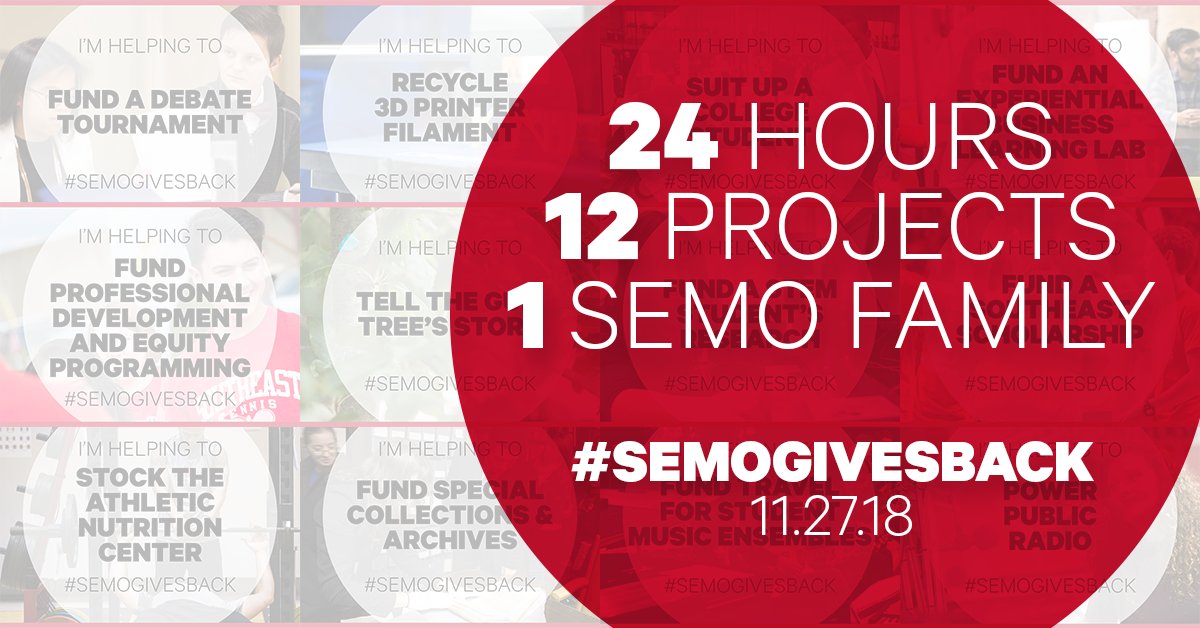 SEMissouriState's tweet photo. SEMO Giving Day is next week! Get a preview of the projects we're raising funds for at https://t.co/CfMYtVGLde #SEMOGivesBack https://t.co/MAJuBrOWRo
