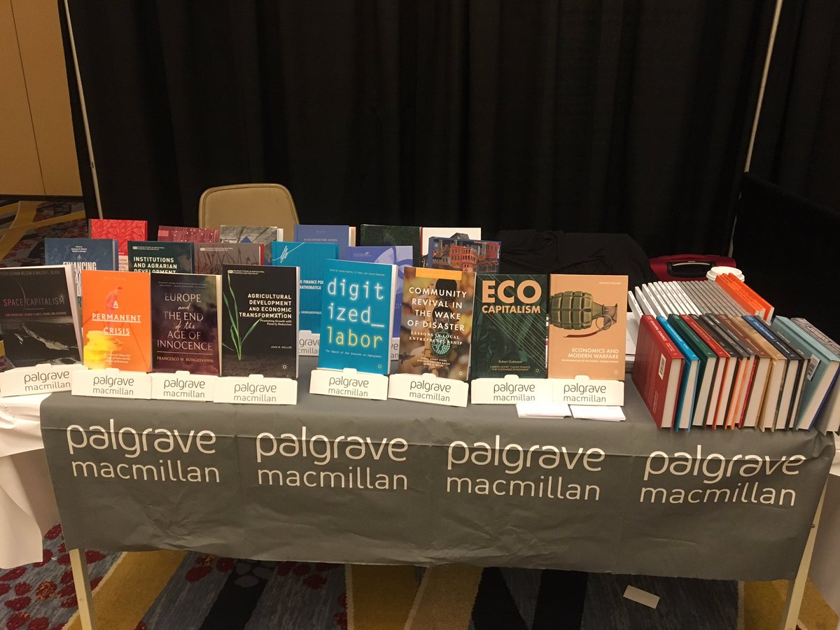 PalgraveEcon's tweet photo. It’s the last day of #SEA! Stop by the Palgrave Macmillan booth by conference registration if you haven’t yet. #southerneconomicassociation #sea18 #economics https://t.co/lcpHXVZ8wl