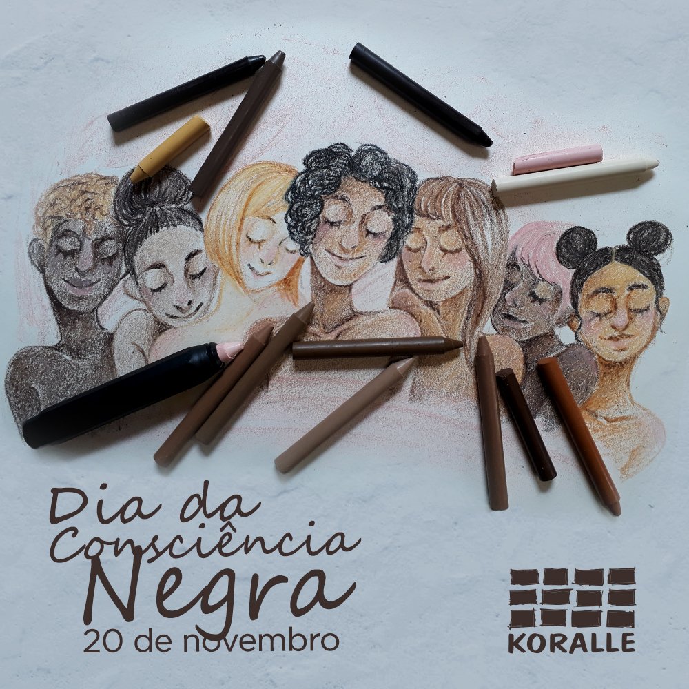 korallearte's tweet photo. Esse desenho feito a partir do conjunto de giz de cera tons de pele, que temos orgulho em ter desenvolvido com a UNIAFRO, é o que trazemos hoje para homenagear o #diadaconsciencianegra ❤
#consciencianegra #mulheresnegras #ativismonegro #pintkor #tonsdepele #20denovembro https://t.co/vYrJbIECl0
