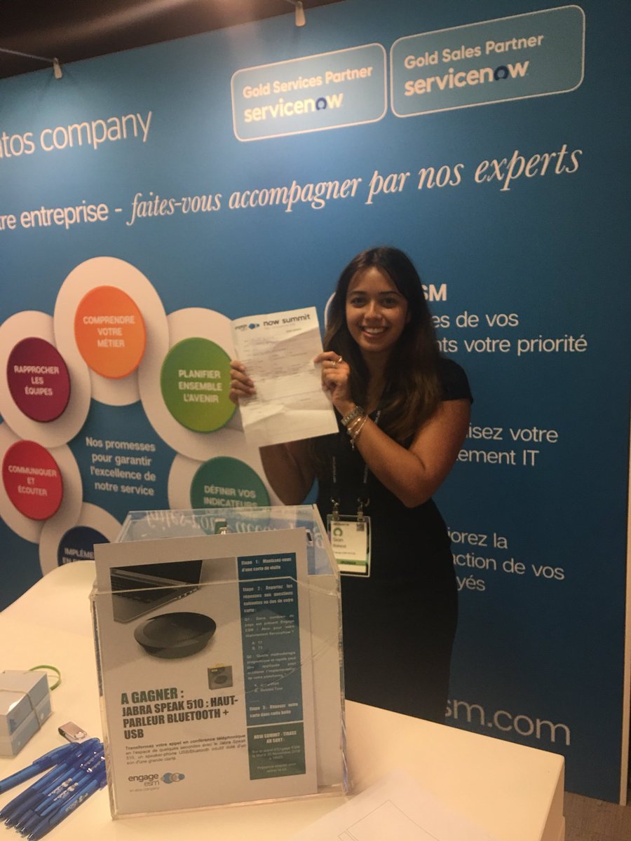 EngageESMFrance's tweet photo. Félicitations à @rte qui a gagné le Jabra Speak 510! Merci à tout le monde qui a participé! @ServiceNowFR #NowSummit #NowSummit18 https://t.co/0feSWn0rFC