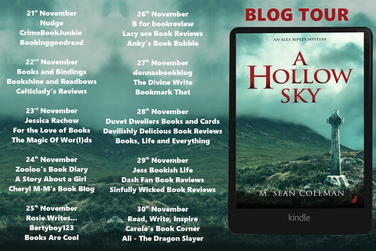 mseancoleman's tweet photo. Tomorrow is PUBLICATION DAY for A Hollow Sky, the next Alex Ripley Mystery in the series. It also sees the start of an awesome blog tour organised by the wonderful @gilbster1000 at @rararesources: Here's the schedule. Follow along. I dare you! https://t.co/V4W176Z9Fi