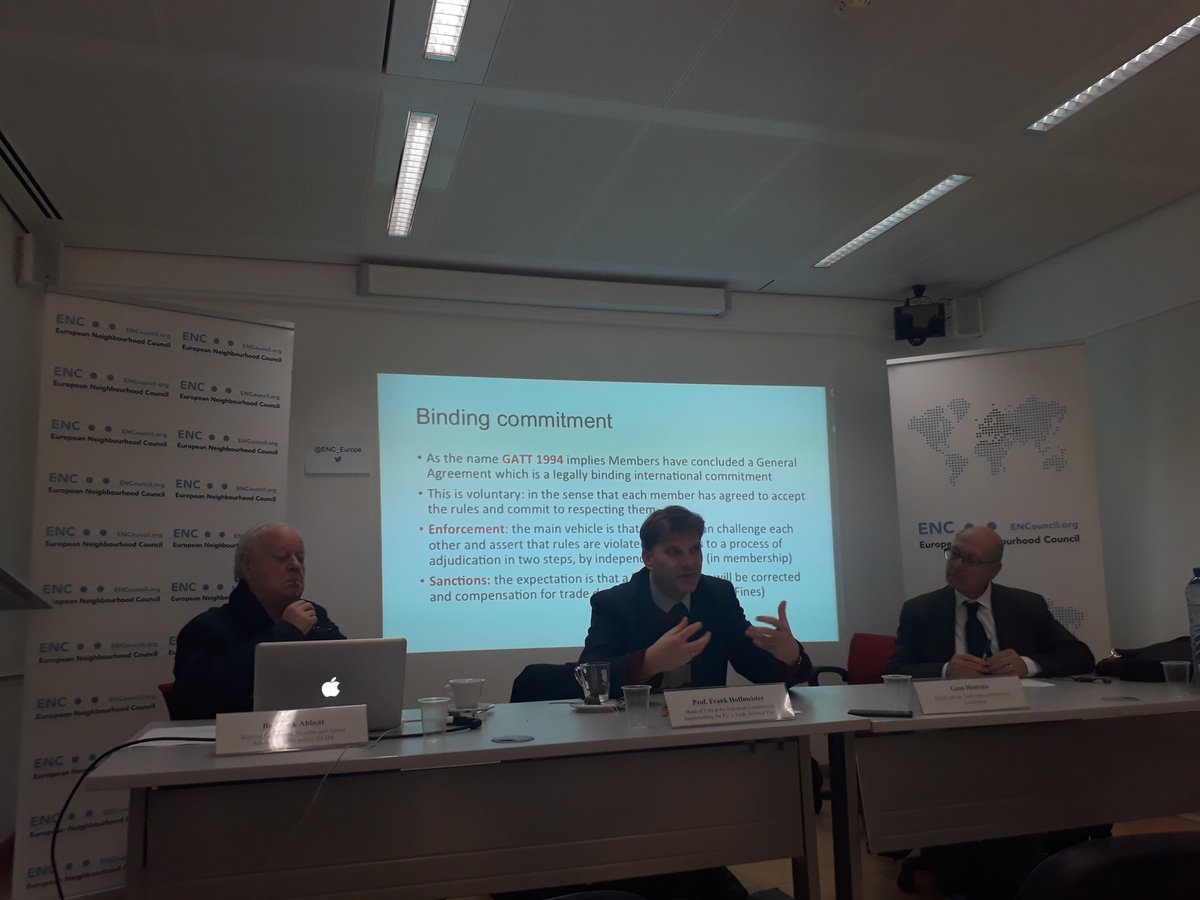 ENC_Europe's tweet photo. The last part of the 8th  session of #EuropeanTrainingProgramme continues  w/Prof.Frank Hoffmeister,Head of Unit @EU_Commission and Roderick Abbott,Senior Adviser on #Trade Policy @ECIPE speaking about,#EU Trade Defence Policy,#EU in #WTO,#GATT,Global #Trade Rifts https://t.co/UjiuQd54Ti