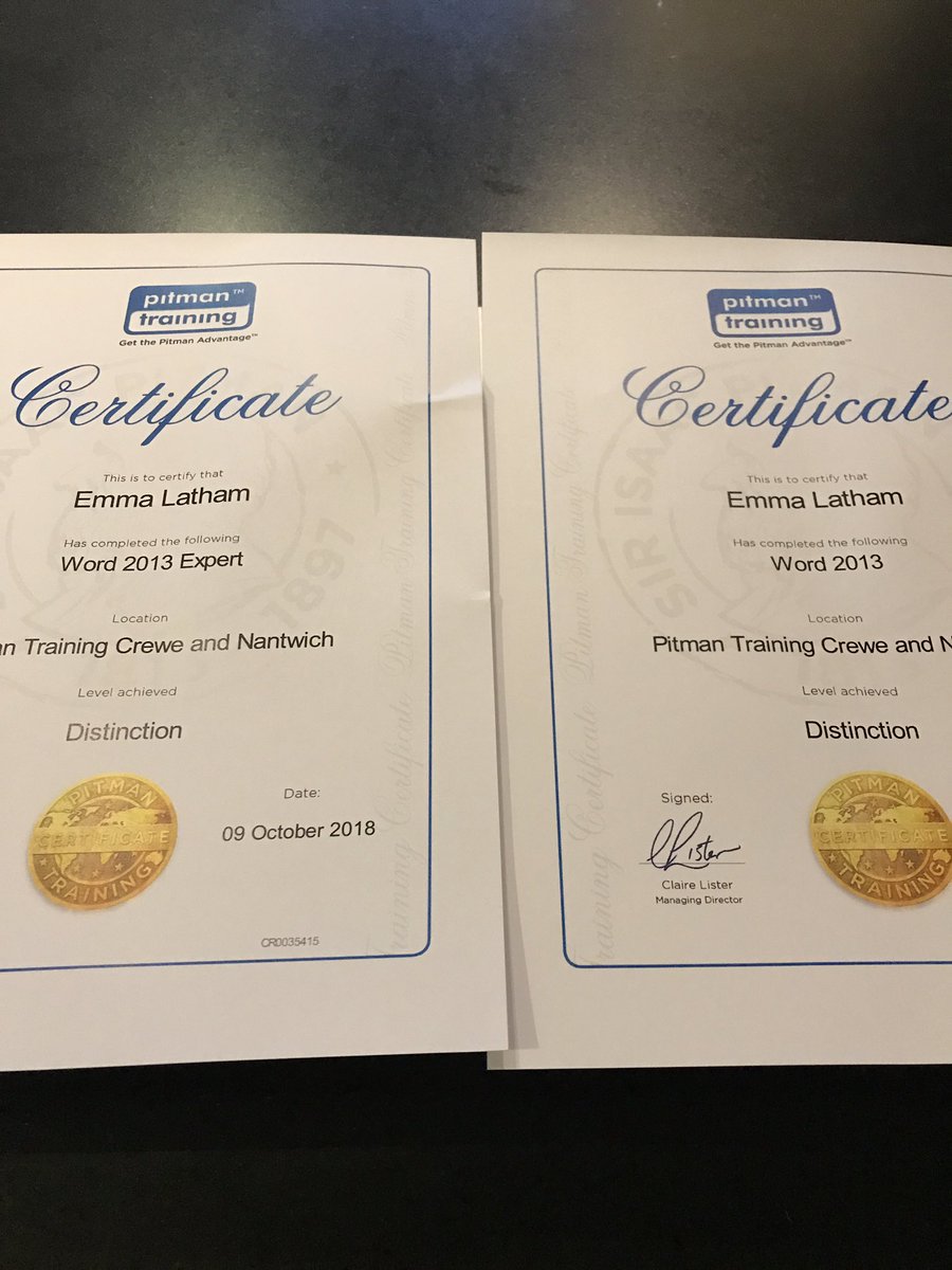 Latham18Latham's tweet image. Recieved my @PitmanTraining certificates for #word &amp;amp; #wordexpert #EAprofessionaldiploma #pitman #training #updatingskills #refreshingoldskills