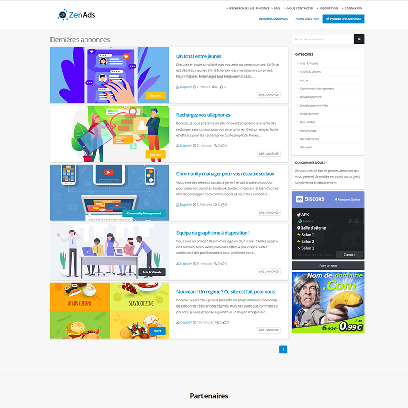 HapiDevFR's tweet image. Dernière #réalisation de #site #web #ZenAds , une #conception minimaliste qui #référence des #annonces de #projets. Le site sera bientôt mis en ligne par le client. #CreationSiteWeb #freelance #FreelanceLife #dev
