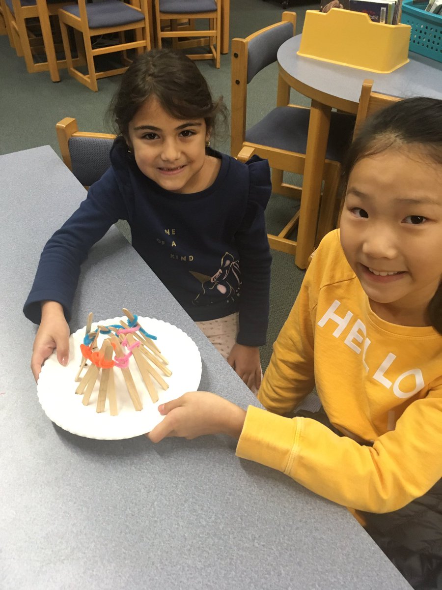 Carpenter MakerSpace Club made Native American teepees and log homes for Pilgrims using limited supplies. <a href="/CarpElem/">Carpenter Elementary</a> @wcpssitlms
