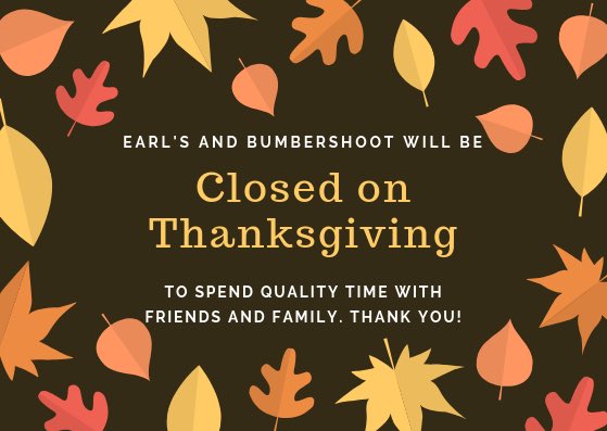 BumbershootBBQ's tweet photo. We will be closed on Thursday, November 22nd to celebrate #Thanksgiving! https://t.co/MAQGKxzLFF