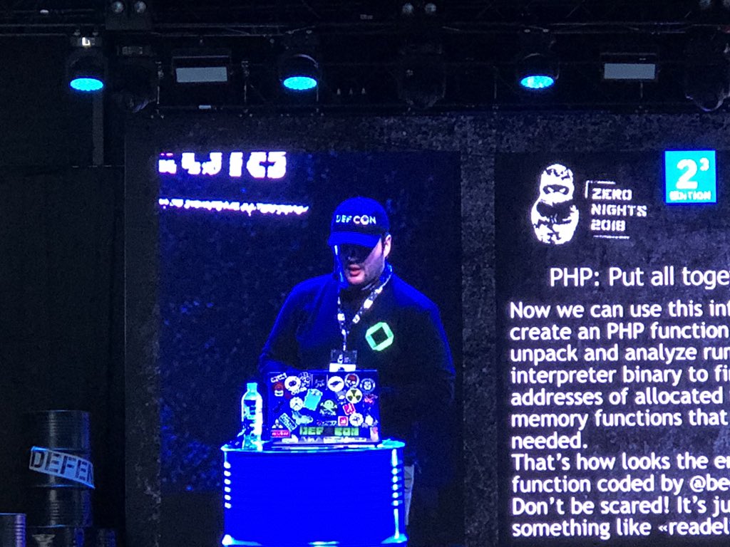 jaysonstreet's tweet photo. Awesome talk by Yaroslav Moskvi here at @ZeroNights 😊 and I like the hat!! 😉 #HackerAdventures https://t.co/T2dEF5AP27