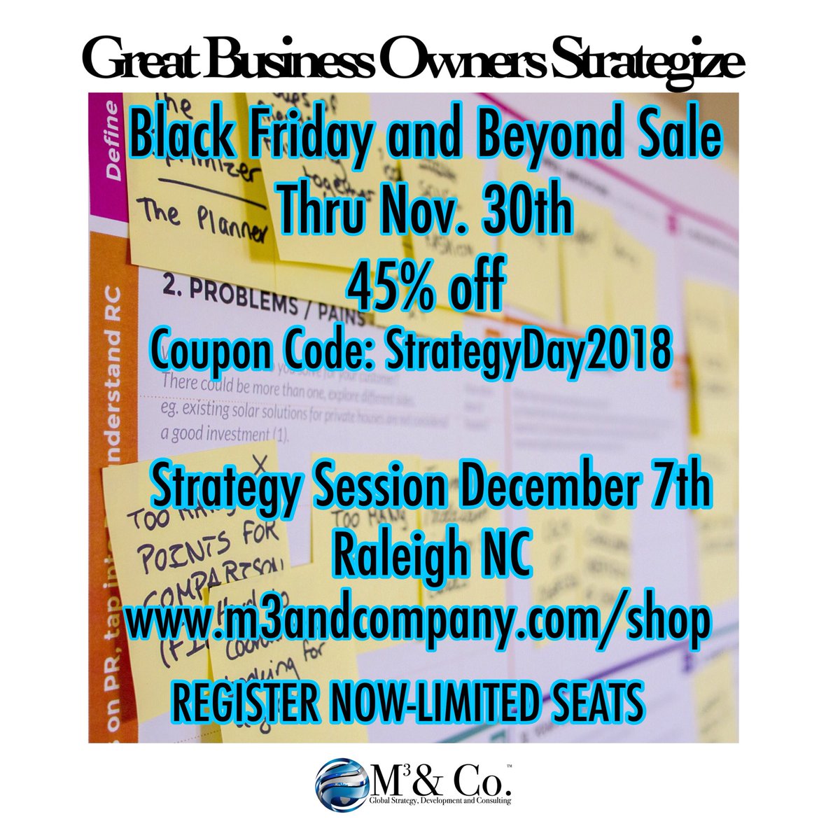 CoachM3's tweet image. Black Friday Alert
Finish 2018 Strong

You Started Your Business With The Mind of An Entrepreneur , Now Develop The Mind of a Business Owner

Sign up today for the next Group Strategy Session 
m3andcompany.com/shop/consultin…
Next session is on Friday December 7th.  Space is limited!