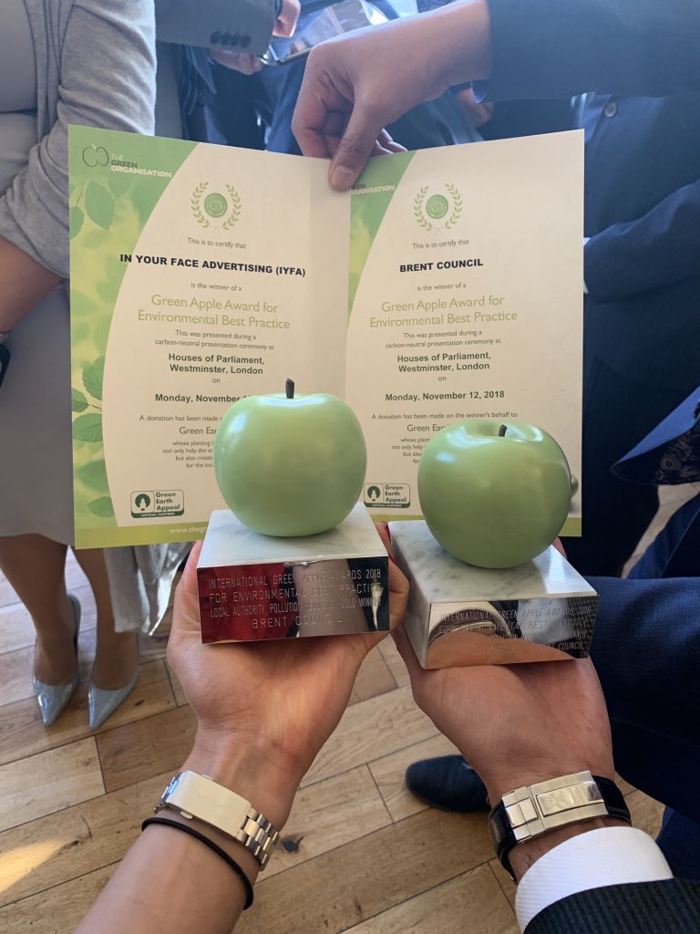Incredibly proud of <a href="/Brent_Council/">Brent Council</a> taking the initiative to work towards a plastic free Wembley and winning gold <a href="/TheGreenOrg/">The Green Org</a> environmental awards! Thank you to our wonderful town centre manager Rubina, <a href="/wembleyTA/">WEMBLEY TRADERS</a> and <a href="/iYFALondon/">iYFA 🚀</a> for all their hard work! #OurDay #SaveOurPlanet