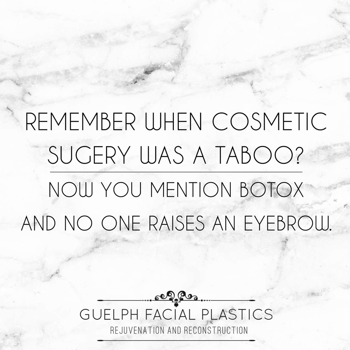 FacialPlastics_'s tweet photo. The general population is moving away from the stigma and towards acceptance. Either way, the results from Guelph Facial Plastics are so natural you'll be the one deciding what to share. https://t.co/8LXLiGWl75