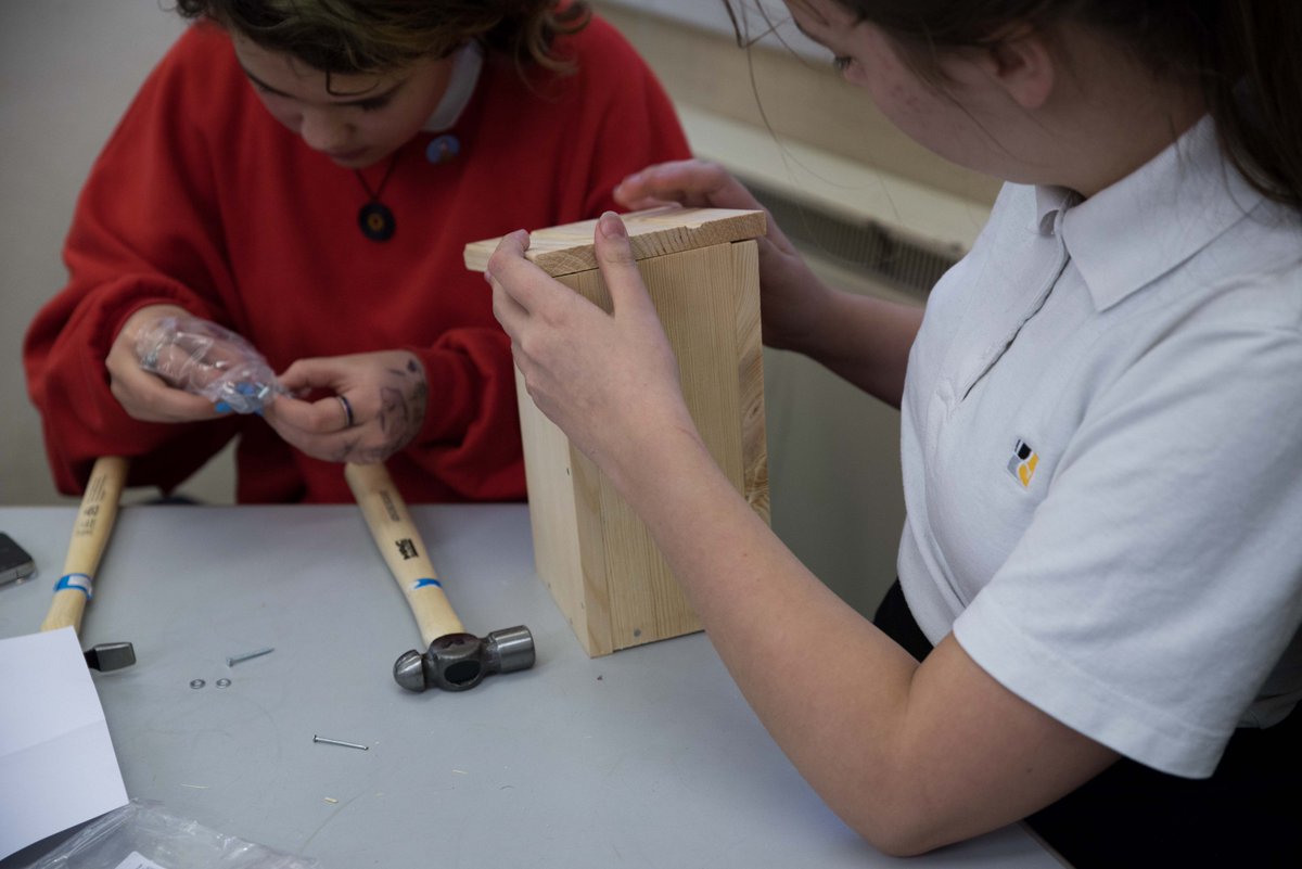 BH_Sparrows's tweet photo. Another productive and fun #sparrow nest box building session - this time at @DorothyStringer. The school is located right next to the area in #Brighton where sparrows appear to have gone extinct, so we really hope that pupils are successful with their nest boxes. https://t.co/W4s0dzcWjI
