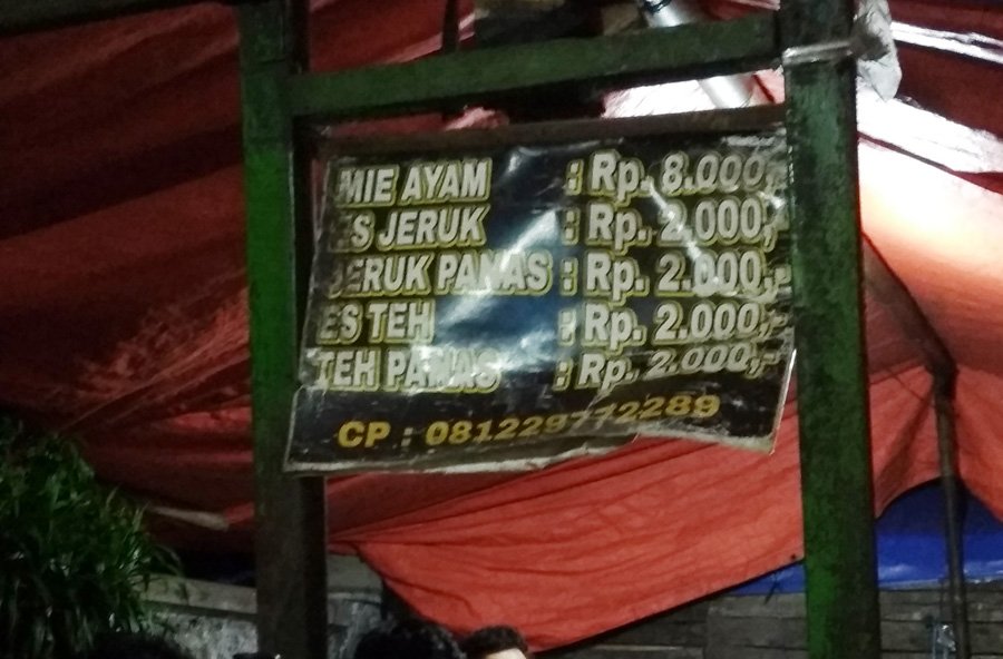 Harga Mie Ayam Lempar Cak Uji